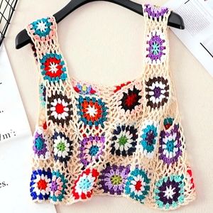 Stylish Threaded Boho Crop Tank Top.